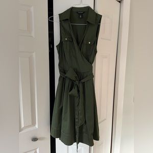 White House Black Market green mini dress wrap front
